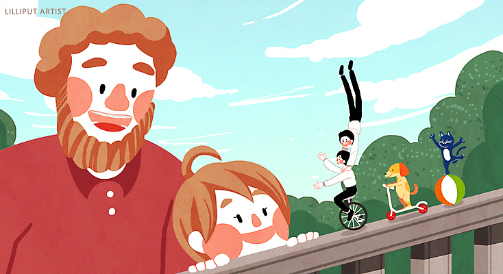 주간 PSD 여자 남자 어린이 일러스트 공 난간 여러명 성인 야외 고양이 공연 강아지 서커스 소인국 아티스트 외발자전거 퀵보드 국내일러스트 자연요소 직업 교통수단 다수 포유류 사람 이벤트 반려동물 자전거 개 파일형식