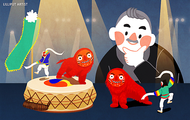 PSD 여자 남자 일러스트 조명 여러명 성인 공연 한복 북 탈춤 사자탈춤 소인국 아티스트 탈춤놀이 국내일러스트 직업 한국전통 다수 타악기 사람 이벤트 전통놀이 춤 전통의상 전통공연 전통무용 파일형식