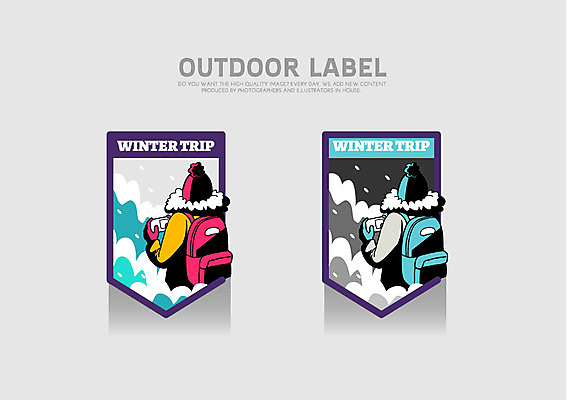 장갑 겨울 일러스트 털모자 아웃도어 사람 두명 라벨 눈 겨울여행 백팩 국내일러스트 AI파일 자연요소 모자_잡화 잡화 계절 여행 가방 날씨 프레임 파일형식 벡터