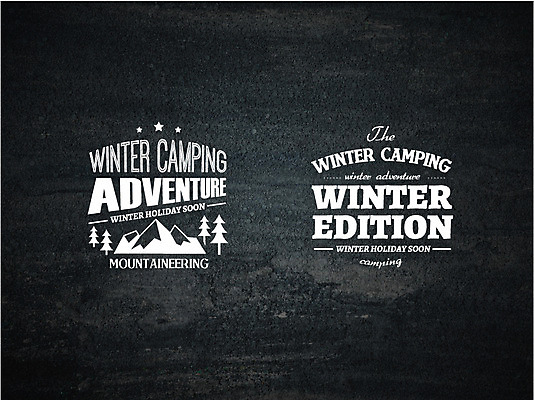 나무 겨울 일러스트 산 아웃도어 사람없음 라벨 캠핑 겨울캠프 국내일러스트 AI파일 식물 계절 레저 프레임 파일형식 벡터