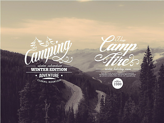 나무 겨울 일러스트 아웃도어 사람없음 라벨 캠핑 도전 모닥불 겨울캠프 국내일러스트 AI파일 식물 계절 불 레저 프레임 파일형식 벡터