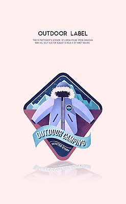 PSD 겨울 일러스트 산 아웃도어 사람없음 라벨 점퍼 캠핑 눈 패딩 겨울캠프 국내일러스트 자연요소 계절 레저 날씨 프레임 외투 파일형식