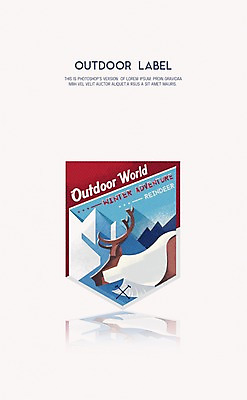 PSD 동물 겨울 일러스트 사슴 산 아웃도어 사람없음 라벨 순록 국내일러스트 계절 포유류 프레임 파일형식