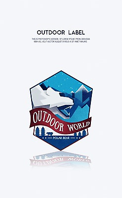 PSD 나무 동물 겨울 일러스트 곰 산 아웃도어 사람없음 라벨 눈 북극곰 백곰 국내일러스트 자연요소 식물 계절 포유류 날씨 프레임 파일형식