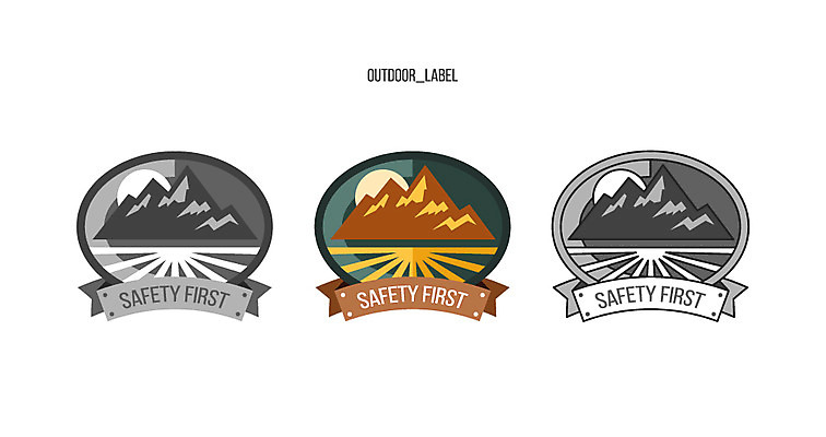 일러스트 산 아웃도어 안전 사람없음 태양 라벨 국내일러스트 AI파일 자연요소 프레임 파일형식 벡터