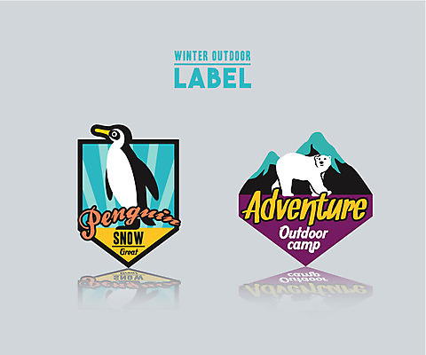 동물 겨울 일러스트 산 아웃도어 사람없음 라벨 캠핑 도전 펭귄 백곰 겨울캠프 국내일러스트 AI파일 계절 곰 조류 레저 프레임 파일형식 벡터