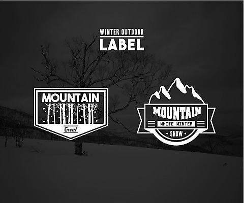 나무 겨울 일러스트 산 아웃도어 사람없음 라벨 눈 국내일러스트 AI파일 자연요소 식물 계절 날씨 프레임 파일형식 벡터