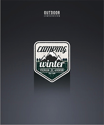 스티커 겨울 일러스트 화살 산 아웃도어 사람없음 라벨 캠핑 빈티지 겨울캠프 국내일러스트 AI파일 계절 컨셉 레저 프레임 파일형식 벡터