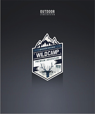 나무 동물 스티커 일러스트 사슴 산 아웃도어 사람없음 라벨 캠핑 빈티지 순록 국내일러스트 AI파일 식물 컨셉 포유류 레저 프레임 파일형식 벡터