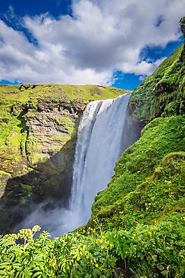 포토 JPG 주간 구름 해외풍경 해외 유럽 자연 하늘 아이슬란드 풍경 사람없음 야외 폭포 스코가폭포 국내포토 자연요소 나라 생태계 파일형식