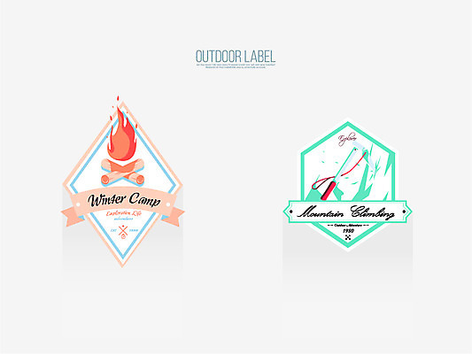 겨울 일러스트 산 아웃도어 사람없음 라벨 캠핑 모닥불 등산용품 겨울캠프 국내일러스트 AI파일 계절 불 레저 프레임 레포츠용품 파일형식 벡터