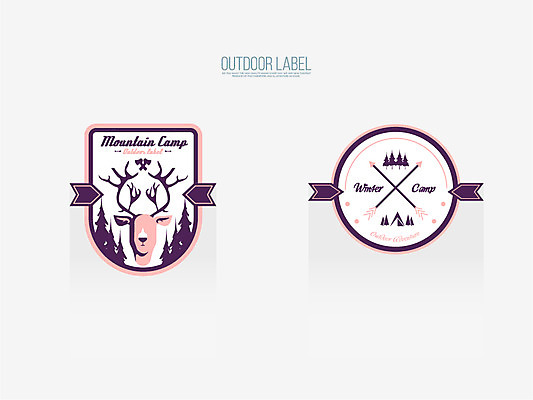 나무 동물 겨울 일러스트 사슴 화살 아웃도어 텐트 사람없음 라벨 캠핑 순록 겨울캠프 국내일러스트 AI파일 식물 계절 포유류 레저 프레임 캠핑도구 파일형식 벡터