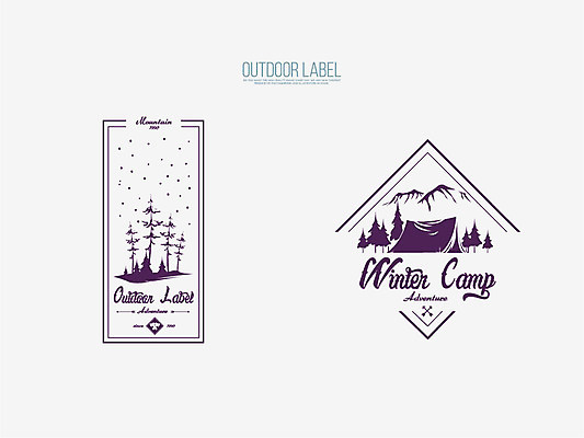 나무 겨울 일러스트 산 아웃도어 텐트 사람없음 라벨 캠핑 눈 겨울캠프 국내일러스트 AI파일 자연요소 식물 계절 레저 날씨 프레임 캠핑도구 파일형식 벡터