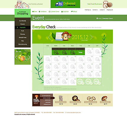 PSD 템플릿 남자 웹템플릿 채소 디자인시안 사이트템플릿 한명 성인 쇼핑 홈페이지 홈페이지시안 버섯 달력 유기농 온라인쇼핑몰 스토어 이미지템플릿 1 웰빙 사람 쇼핑몰 온라인 파일형식