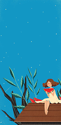 PSD 나무 여자 일러스트 상상 밤하늘 지붕 나뭇잎 여름음식 수박 상상일러스트 한명 소녀 여름 소녀만 소녀한명만 제철음식 제철과일 국내일러스트 식물 1 계절 어린이 음식 잎 과일 하늘 사람 야간 제철 여자만 여자한명만 어린이만 파일형식 여름_계절