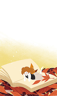 PSD 여자 엎드리기 단풍 낙엽 일러스트 상상 상상일러스트 한명 소녀 책 독서 가을 소녀만 소녀한명만 국내일러스트 1 계절 어린이 잎 모션 사람 여자만 여자한명만 어린이만 파일형식