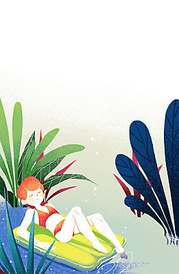 PSD 여자 수영복 일러스트 상상 물놀이 상상일러스트 한명 소녀 물 여름 풀잎 튜브 소녀만 소녀한명만 국내일러스트 자연요소 1 옷 계절 어린이 잎 놀이 사람 풀_식물 여자만 여자한명만 어린이만 파일형식