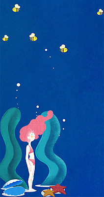 PSD 여자 수영복 일러스트 상상 조개 불가사리 상상일러스트 한명 소녀 바닷속 해조류 꿀벌 소녀만 소녀한명만 국내일러스트 1 옷 어린이 어패류 극피동물 사람 수중 해양식물 벌_곤충 여자만 여자한명만 어린이만 파일형식