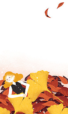 PSD 여자 단풍 낙엽 일러스트 상상 상상일러스트 한명 소녀 눕기 가을 은행잎 소녀만 소녀한명만 국내일러스트 1 계절 어린이 잎 모션 사람 여자만 여자한명만 어린이만 파일형식