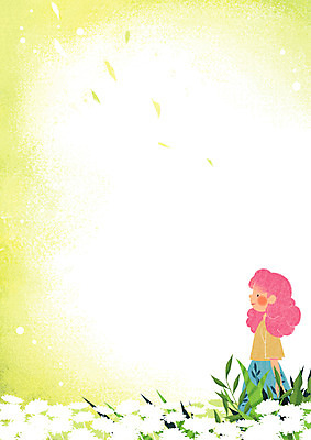 PSD 여자 꽃 꽃밭 일러스트 상상 나뭇잎 상상일러스트 한명 소녀 봄 소녀만 소녀한명만 국내일러스트 식물 1 계절 어린이 잎 사람 여자만 여자한명만 어린이만 파일형식