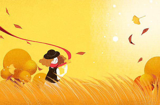 PSD 나무 모자 여자 단풍 낙엽 일러스트 상상 상상일러스트 한명 소녀 초원 스카프 가을 풀잎 은행잎 소녀만 소녀한명만 국내일러스트 식물 1 잡화 계절 어린이 잎 사람 목도리 풀_식물 여자만 여자한명만 어린이만 파일형식