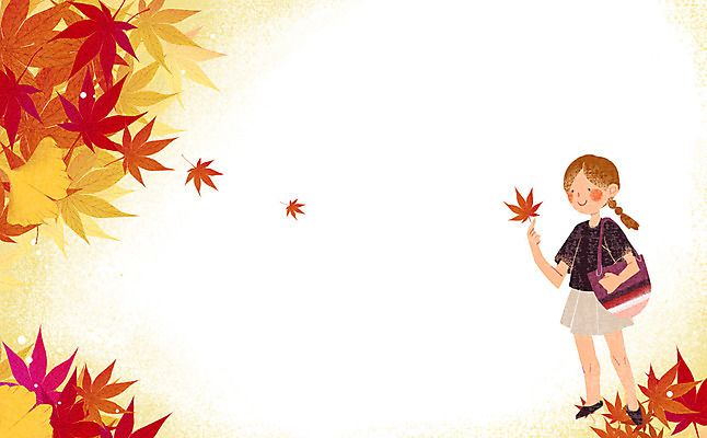 PSD 여자 단풍 낙엽 가방 일러스트 상상 상상일러스트 한명 소녀 가을 은행잎 소녀만 소녀한명만 국내일러스트 1 잡화 계절 어린이 잎 사람 여자만 여자한명만 어린이만 파일형식
