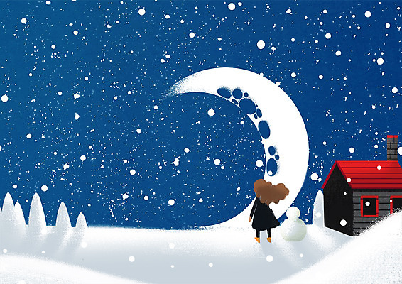 PSD 여자 겨울 일러스트 상상 눈사람 밤하늘 주택 상상일러스트 한명 소녀 눈 초승달 소녀만 소녀한명만 국내일러스트 자연요소 1 계절 어린이 하늘 날씨 사람 건물 달 야간 여자만 여자한명만 어린이만 파일형식