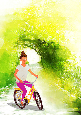 주간 PSD 나무 여자 여유 일러스트 휴식 한명 성인 야외 자전거 힐링 시골길 소확행 국내일러스트 자연요소 식물 1 감정 길 컨셉 사람 바이크 신조어 파일형식