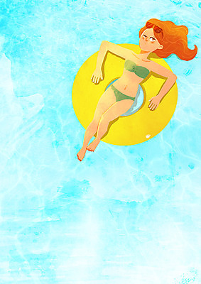 PSD 여자 여유 일러스트 물놀이 휴식 수영장 한명 성인 비키니 선글라스 힐링 튜브 소확행 국내일러스트 1 수영복 감정 안경 컨셉 놀이 사람 신조어 파일형식