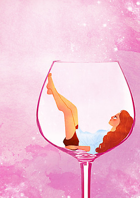 PSD 여자 여유 와인잔 일러스트 휴식 한명 성인 눕기 힐링 소확행 국내일러스트 1 감정 컨셉 술잔 모션 사람 신조어 파일형식