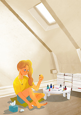 PSD 여자 여유 일러스트 휴식 실내 방석 한명 성인 화장지 매니큐어 힐링 다락방 매니큐어바르기 안식처 페디큐어 소확행 국내일러스트 1 감정 컨셉 사람 내부 뷰티 화장품 신조어 파일형식