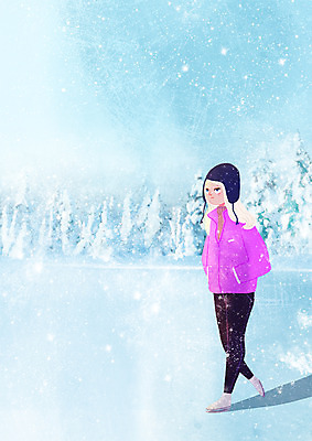 주간 PSD 나무 여자 여유 겨울 일러스트 휴식 털모자 한명 성인 야외 눈 힐링 아이스스케이트 소확행 국내일러스트 자연요소 식물 모자_잡화 1 계절 감정 컨셉 날씨 사람 신조어 파일형식