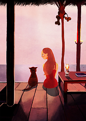 주간 PSD 여자 여유 일러스트 휴식 한명 성인 해변 야외 책 고양이 랜턴 오두막 책상 힐링 소확행 국내일러스트 자연요소 1 감정 바다 가구 컨셉 포유류 조명 사람 반려동물 신조어 파일형식