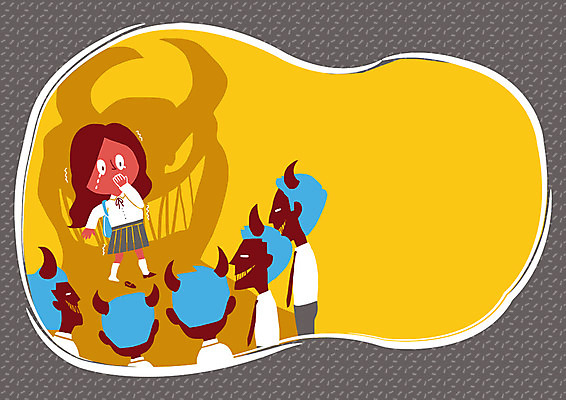 PSD 학생 여자 남자 교복 캠페인 일러스트 여러명 성인 무서움 악마 성범죄 성희롱 프레임일러스트 국내일러스트 옷 감정 다수 프레임 사람 범죄 파일형식