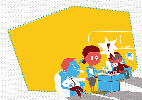 PSD 여자 남자 음료 캠페인 일러스트 쟁반 성인 세명 느낌표 승무원 서빙 기내 성범죄 성추행 성희롱 안대 프레임일러스트 국내일러스트 직업 기호 프레임 사람 범죄 공공장소 파일형식