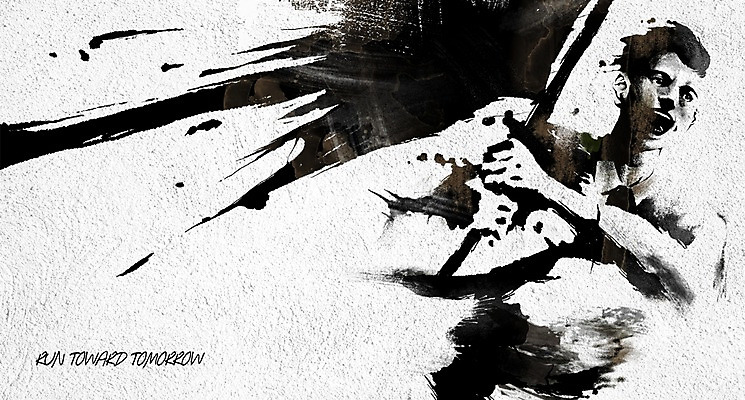 PSD 남자 백그라운드 일러스트 한명 성인 청춘 달리기 파이팅 물감 깃발 목표 번짐 열정 물감효과 국내일러스트 1 감정 컨셉 모션 사람 미술도구 파일형식 효과