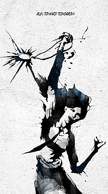 PSD 여자 백그라운드 일러스트 한명 성인 청춘 달리기 파이팅 물감 목표 메달 번짐 열정 물감효과 국내일러스트 1 감정 컨셉 모션 사람 미술도구 상_상패 파일형식 효과