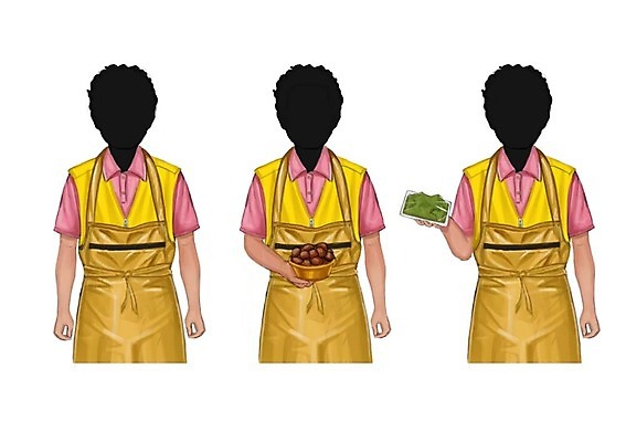 PSD 직업 여자 일러스트 성인 세명 세트 앞치마 밤 시장아주머니 얼굴없음 국내일러스트 사람 견과류 파일형식