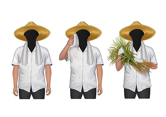 PSD 직업 남자 일러스트 성인 세명 세트 수건 벼 농부 밀짚모자 얼굴없음 국내일러스트 모자_잡화 곡류 사람 위생용품 파일형식