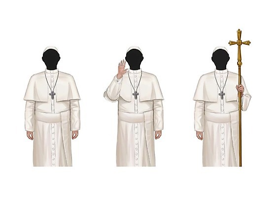 PSD 직업 남자 십자가 일러스트 지팡이 성인 세명 세트 교황 십자가목걸이 얼굴없음 국내일러스트 목걸이 사람 파일형식