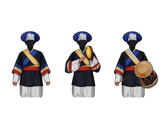 PSD 직업 남자 일러스트 성인 세명 세트 사물놀이 장구 꽹과리 사물놀이패 얼굴없음 국내일러스트 타악기 국악기 사람 전통놀이 전통공연 파일형식