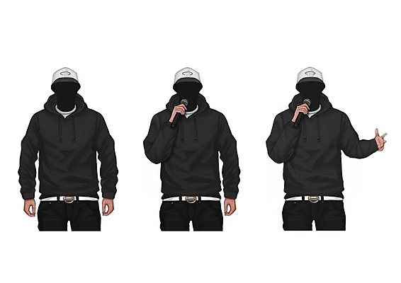 PSD 직업 모자 남자 일러스트 성인 세명 세트 가수 벨트 마이크 후드티셔츠 랩퍼 얼굴없음 국내일러스트 잡화 음향기기 티셔츠 사람 음악가 파일형식