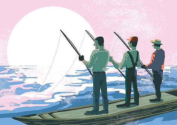 PSD 모자 남자 행복 여유 바다 일러스트 낚시 성인 취미 세명 낚싯대 즐거움 동호회 선박 국내일러스트 잡화 감정 수상교통 레저 사람 낚시용품 파일형식