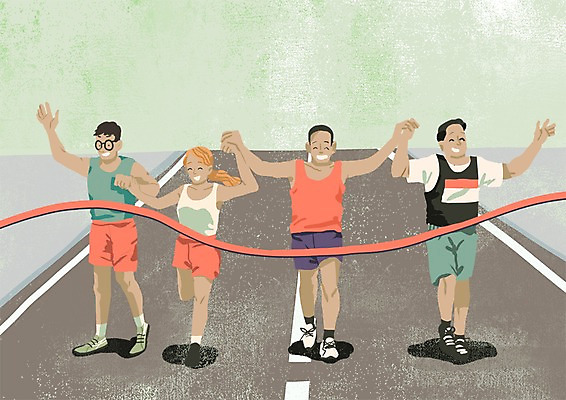 PSD 여자 남자 행복 여유 일러스트 여러명 성인 취미 즐거움 동호회 국내일러스트 감정 다수 사람 파일형식