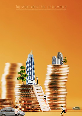 PSD 나무 편집 여자 남자 일러스트 자동차 빌딩 여러명 성인 계단 동전 미니어처 소인국 국내일러스트 식물 육상교통 다수 돈 사람 건물 모형 파일형식