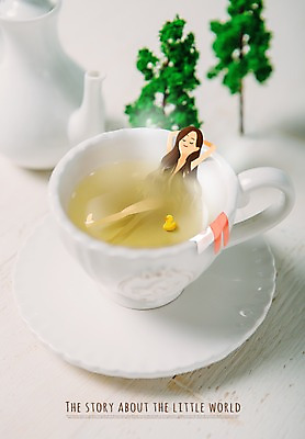 PSD 나무 편집 여자 일러스트 주전자 한명 성인 목욕 미니어처 찻잔 소인국 오리인형 국내일러스트 식물 1 인형 주방용품 잔 사람 모형 청결 파일형식