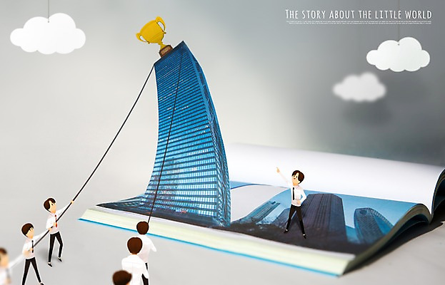 PSD 구름 편집 남자 밧줄 일러스트 빌딩 여러명 성인 책 미니어처 도시 비즈니스맨 당기기 트로피 소인국 국내일러스트 자연요소 줄 다수 비즈니스 모션 사람 건물 모형 직장인 상_우승 파일형식