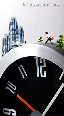 PSD 나무 편집 여자 남자 시계 서류가방 일러스트 빌딩 성인 두명 달리기 미니어처 소인국 국내일러스트 식물 가방 모션 사람 건물 모형 파일형식