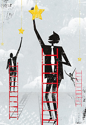 PSD 구름 남자 별 일러스트 비즈니스 사다리 그림자 정장 성인 세명 경제 비즈니스맨 별따기 국내일러스트 자연요소 옷 사람 도구 직장인 파일형식