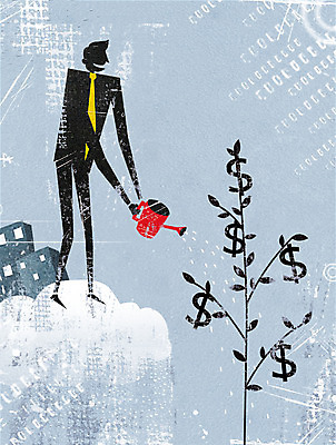 PSD 나무 구름 남자 일러스트 비즈니스 그림자 한명 정장 빌딩 성인 경제 달러 물뿌리개 비즈니스맨 화폐기호 물주기 국내일러스트 자연요소 식물 1 기호 옷 돈 모션 사람 건물 직장인 화폐 파일형식